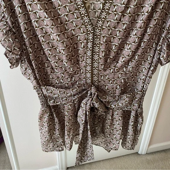 Max Studio Paisley Bow Wrap Front Blouse - Size XL - Picture 4 of 4